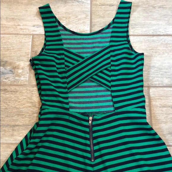 American Eagle Striped Green Navy A line Dress - Picture 3 of 4